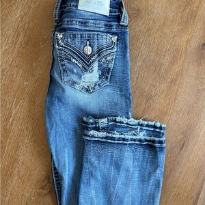 Miss Me Women's Blue Distressed Ankle Jeans